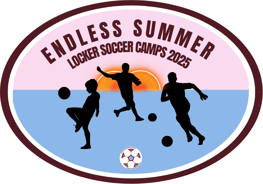 Locker Soccer Endless Summer camp logo with an oval shape, dual sun graphic on the horizon, and "Endless Summer" text.